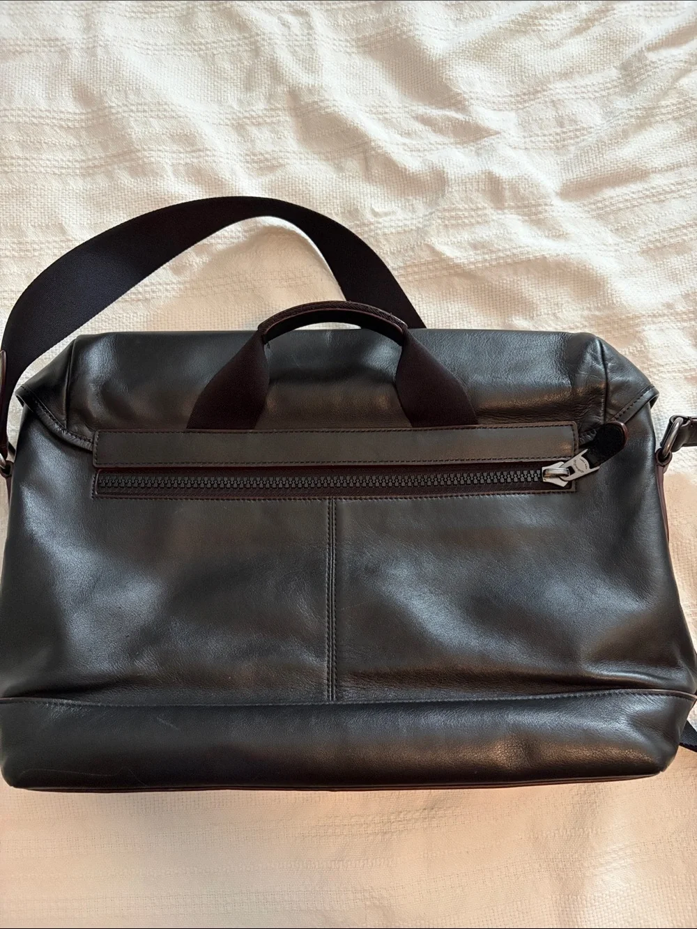 Coach Black Perforated Flap Leather Laptop/Messenger Bag.